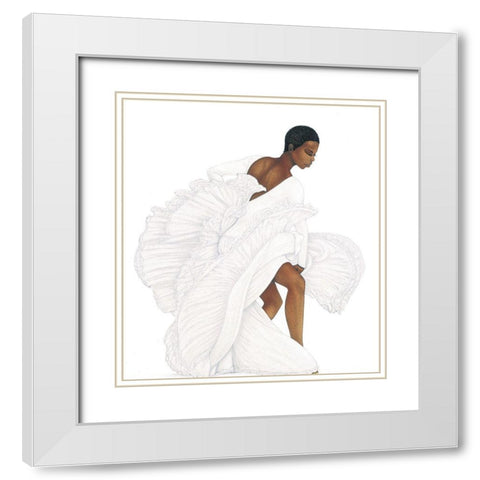 Swan Lake White Modern Wood Framed Art Print with Double Matting by Unknown