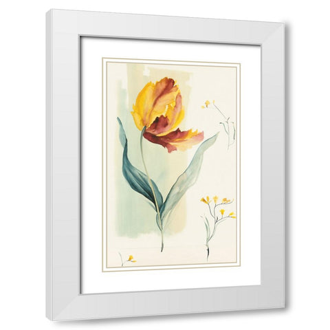 Yellow Blossom White Modern Wood Framed Art Print with Double Matting by Unknown