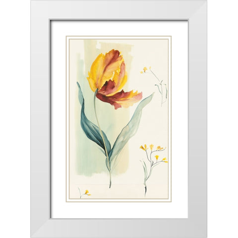 Yellow Blossom White Modern Wood Framed Art Print with Double Matting by Unknown