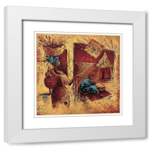 Touche la lumiere White Modern Wood Framed Art Print with Double Matting by Vital, Isabelle