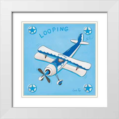 Looping White Modern Wood Framed Art Print with Double Matting by Fays, Lynda