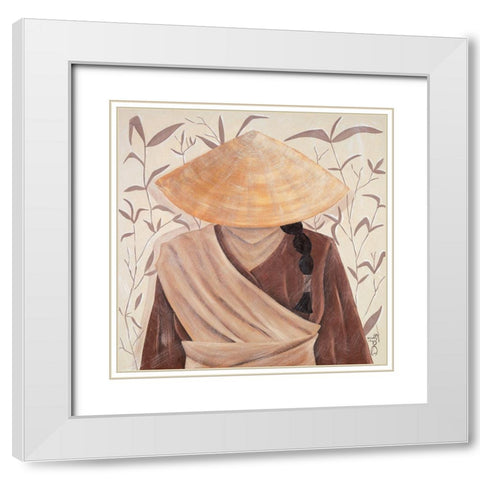 Bambou White Modern Wood Framed Art Print with Double Matting by Dothy