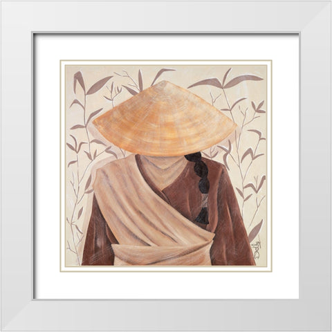 Bambou White Modern Wood Framed Art Print with Double Matting by Dothy