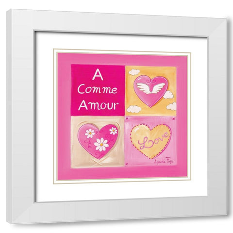A comme Amour White Modern Wood Framed Art Print with Double Matting by Fays, Lynda