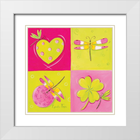 Le jardin de libellule I White Modern Wood Framed Art Print with Double Matting by Fays, Lynda