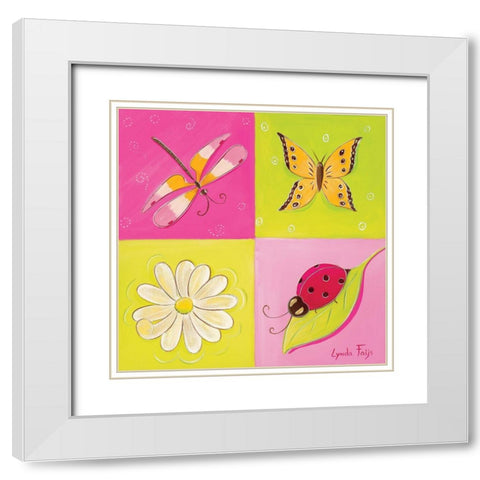 Le jardin de libellule II White Modern Wood Framed Art Print with Double Matting by Fays, Lynda