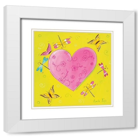 Reve de libellule White Modern Wood Framed Art Print with Double Matting by Fays, Lynda