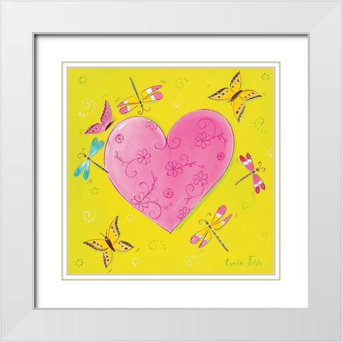 Reve de libellule White Modern Wood Framed Art Print with Double Matting by Fays, Lynda