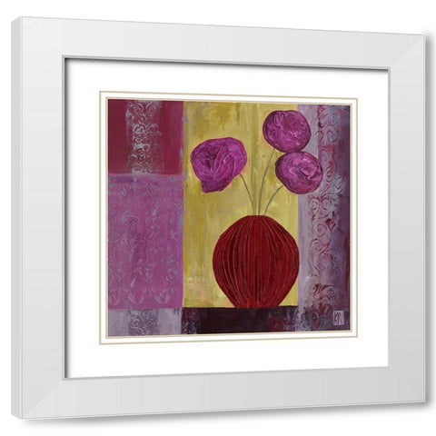 Pivoines mauves I White Modern Wood Framed Art Print with Double Matting by Romanelli, Karine