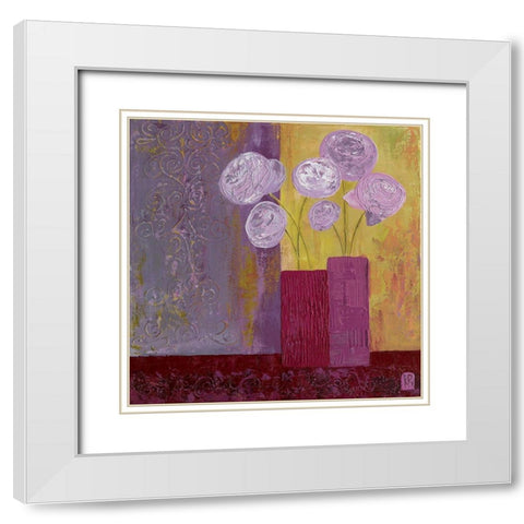 Pivoines mauves II White Modern Wood Framed Art Print with Double Matting by Romanelli, Karine