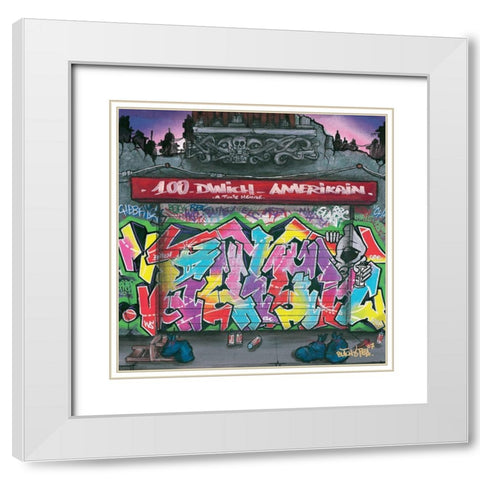 100-dwich amerikain White Modern Wood Framed Art Print with Double Matting by Butch and Pea