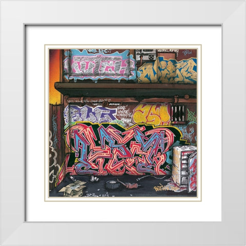In ze Back White Modern Wood Framed Art Print with Double Matting by Butch and Pea