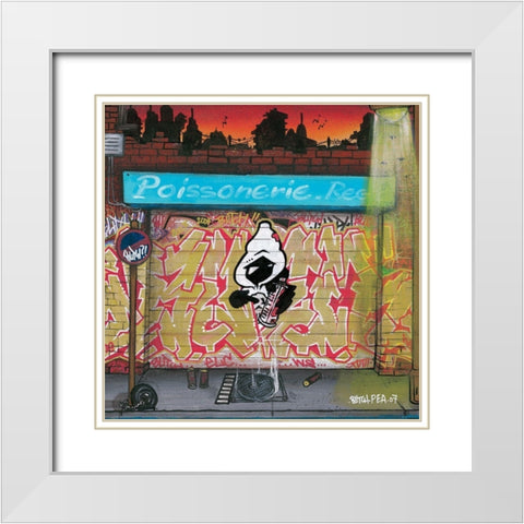 Poissonnerie Regis White Modern Wood Framed Art Print with Double Matting by Butch and Pea