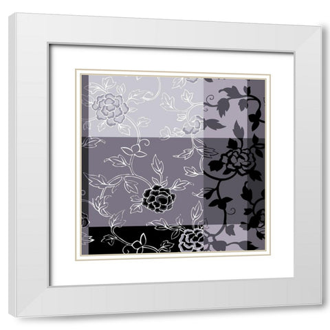 Camelias noirs I White Modern Wood Framed Art Print with Double Matting by Desire, Magalie