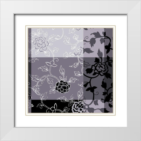 Camelias noirs I White Modern Wood Framed Art Print with Double Matting by Desire, Magalie