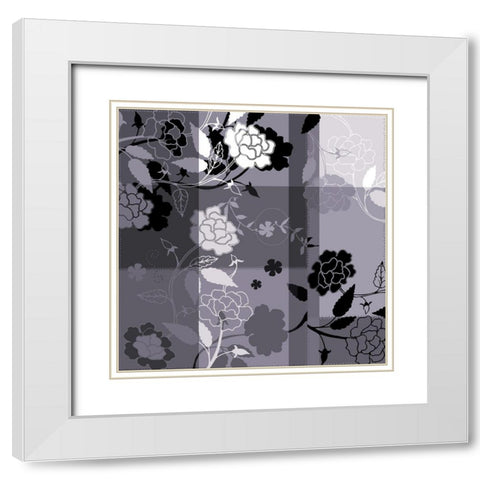 Camelias noirs II White Modern Wood Framed Art Print with Double Matting by Desire, Magalie