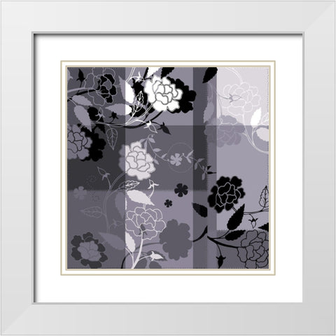 Camelias noirs II White Modern Wood Framed Art Print with Double Matting by Desire, Magalie
