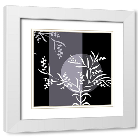 Crepuscule floral I White Modern Wood Framed Art Print with Double Matting by Desire, Magalie
