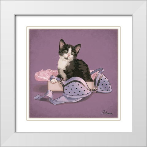 Dans la dentelle White Modern Wood Framed Art Print with Double Matting by Cazenave, Maryline