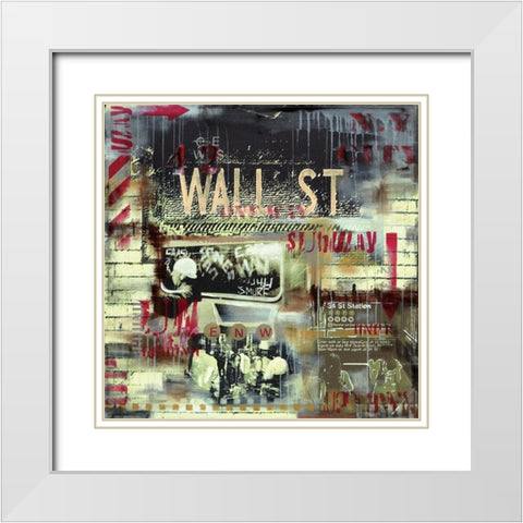 Wall St Station White Modern Wood Framed Art Print with Double Matting by Gachaga, Vincent