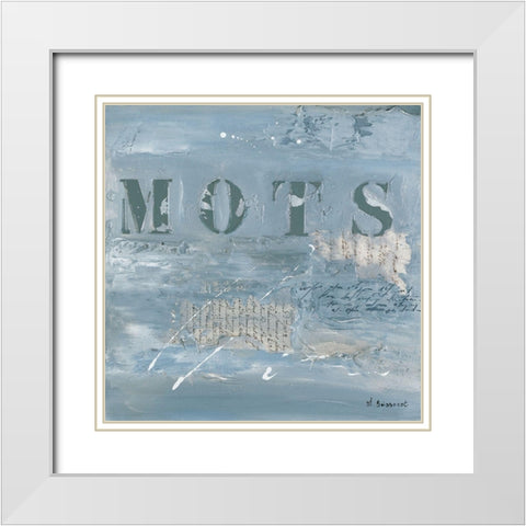 Mots White Modern Wood Framed Art Print with Double Matting by Boissonot, Michelle