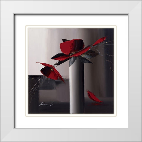 Geometrie florale II White Modern Wood Framed Art Print with Double Matting by Tramoni, Oliver