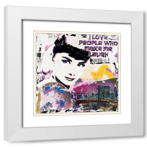 Audrey I love people White Modern Wood Framed Art Print with Double Matting by Gachaga, Vincent