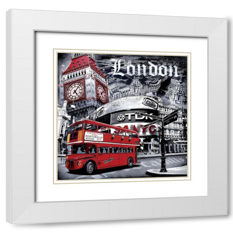 London Portobello White Modern Wood Framed Art Print with Double Matting by BRAUN Studio
