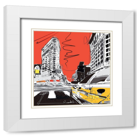 New york II White Modern Wood Framed Art Print with Double Matting by Tandem