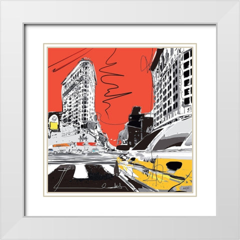 New york II White Modern Wood Framed Art Print with Double Matting by Tandem