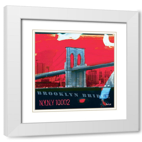 Brooklyn Bridge White Modern Wood Framed Art Print with Double Matting by Thalie