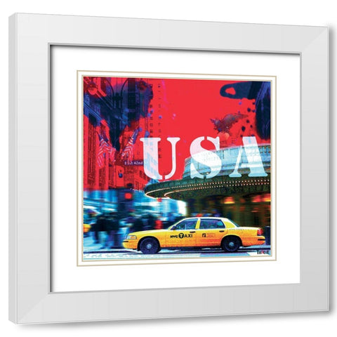 USA White Modern Wood Framed Art Print with Double Matting by Thalie