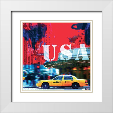 USA White Modern Wood Framed Art Print with Double Matting by Thalie