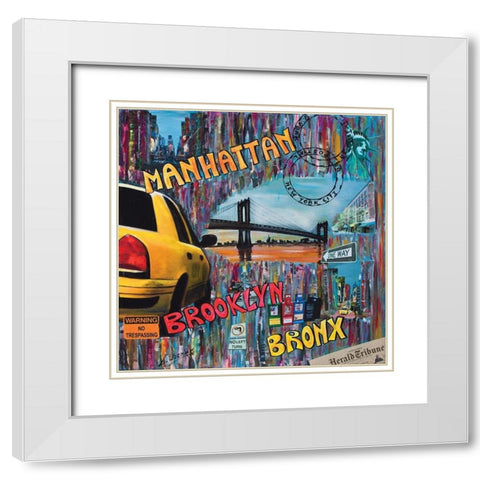 Manhattan Brooklyn  White Modern Wood Framed Art Print with Double Matting by Wozniak, Sophie