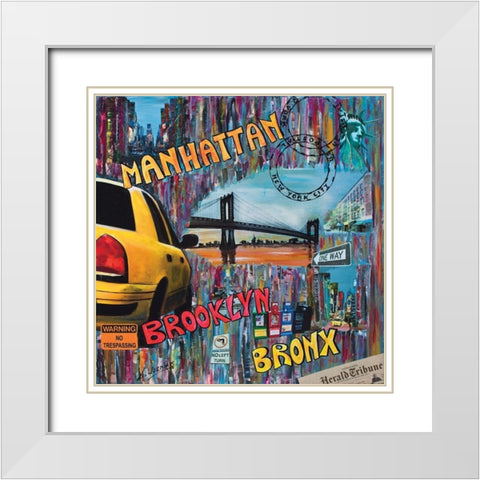 Manhattan Brooklyn  White Modern Wood Framed Art Print with Double Matting by Wozniak, Sophie