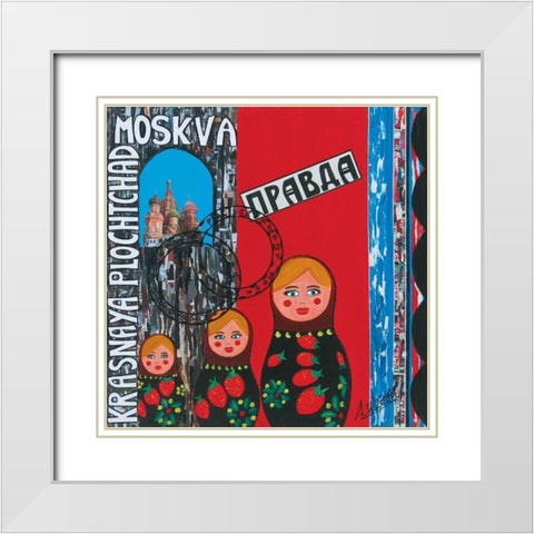 Poupees russes White Modern Wood Framed Art Print with Double Matting by Wozniak, Sophie