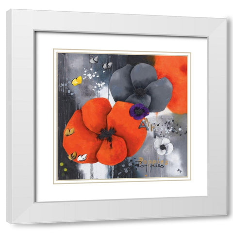 Poppies White Modern Wood Framed Art Print with Double Matting by Pfaadt Aurelie