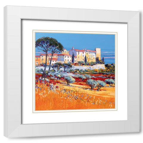 Le Castellet White Modern Wood Framed Art Print with Double Matting by Corbiere