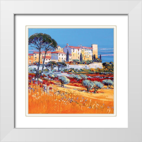 Le Castellet White Modern Wood Framed Art Print with Double Matting by Corbiere