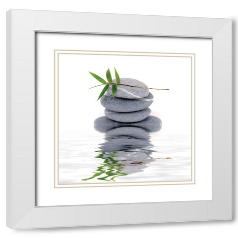 Aqua IV White Modern Wood Framed Art Print with Double Matting by BRAUN Studio