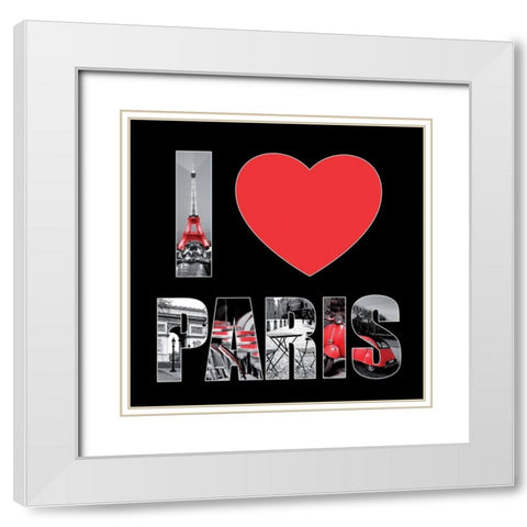 I love Paris White Modern Wood Framed Art Print with Double Matting by BRAUN Studio
