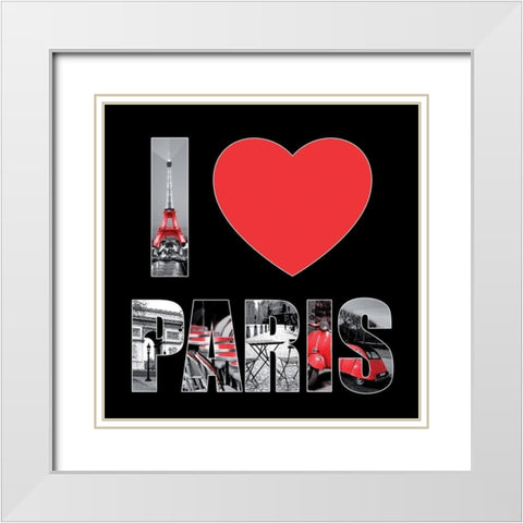 I love Paris White Modern Wood Framed Art Print with Double Matting by BRAUN Studio