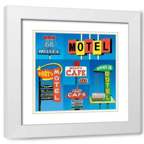 Motel I White Modern Wood Framed Art Print with Double Matting by BRAUN Studio