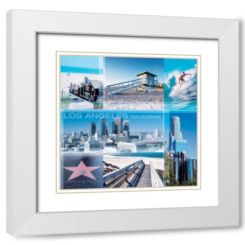 Los Angeles White Modern Wood Framed Art Print with Double Matting by BRAUN Studio
