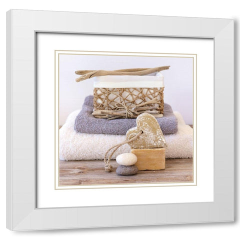 Love Spa White Modern Wood Framed Art Print with Double Matting by Chatelain, Sonia