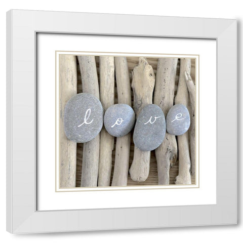 Love Galets White Modern Wood Framed Art Print with Double Matting by Chatelain, Sonia