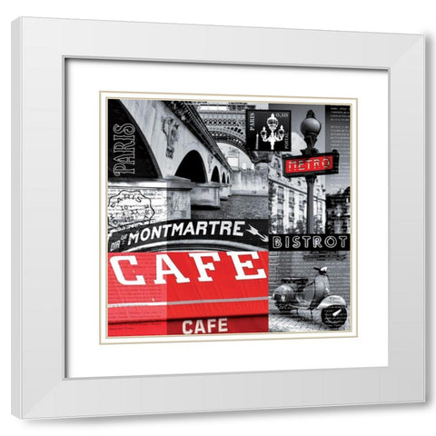 Cafe parisien White Modern Wood Framed Art Print with Double Matting by BRAUN Studio