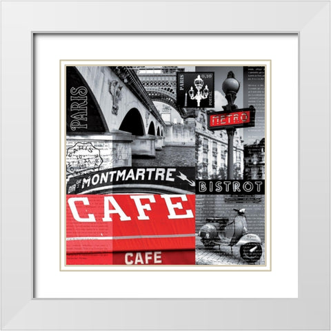 Cafe parisien White Modern Wood Framed Art Print with Double Matting by BRAUN Studio