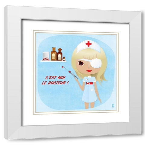Nenette Docteur White Modern Wood Framed Art Print with Double Matting by Nolf, Cecile