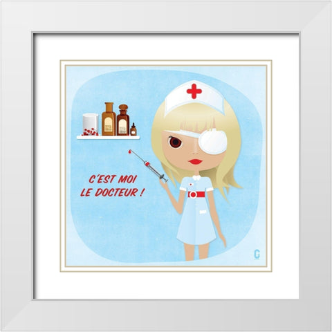 Nenette Docteur White Modern Wood Framed Art Print with Double Matting by Nolf, Cecile